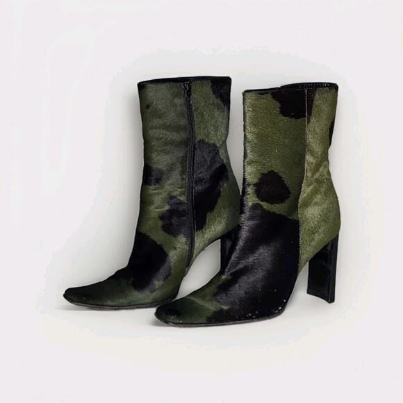 Casadei Vtg Y2K Pony-style calfskin western Square Toes boots High Heels Size 9 - Picture 1 of 14